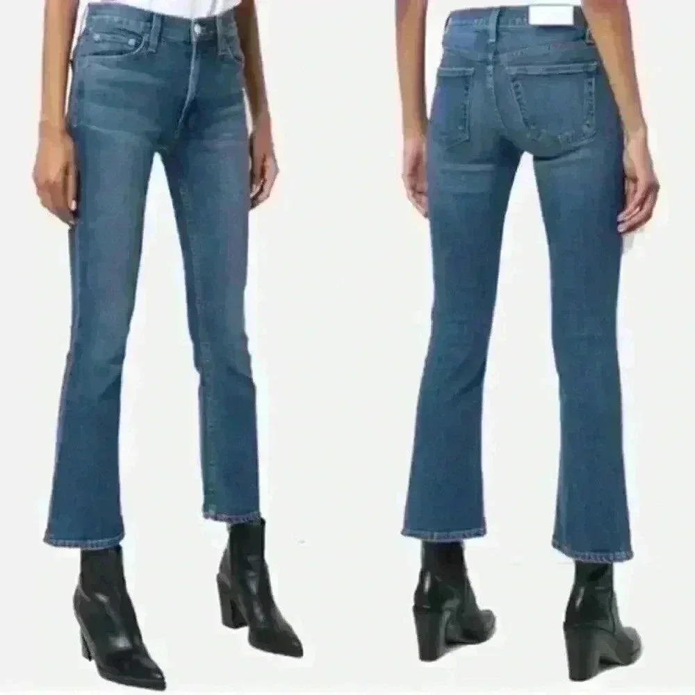 𝅺RE/DONE Levi's Mid Rise Crop Kick Flare 70s Jeans Size 27